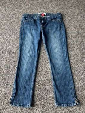 Mossimo Denim Womens Jeans Size 15 Bootcut Flare Zipper Hem Medium Wash Stretch